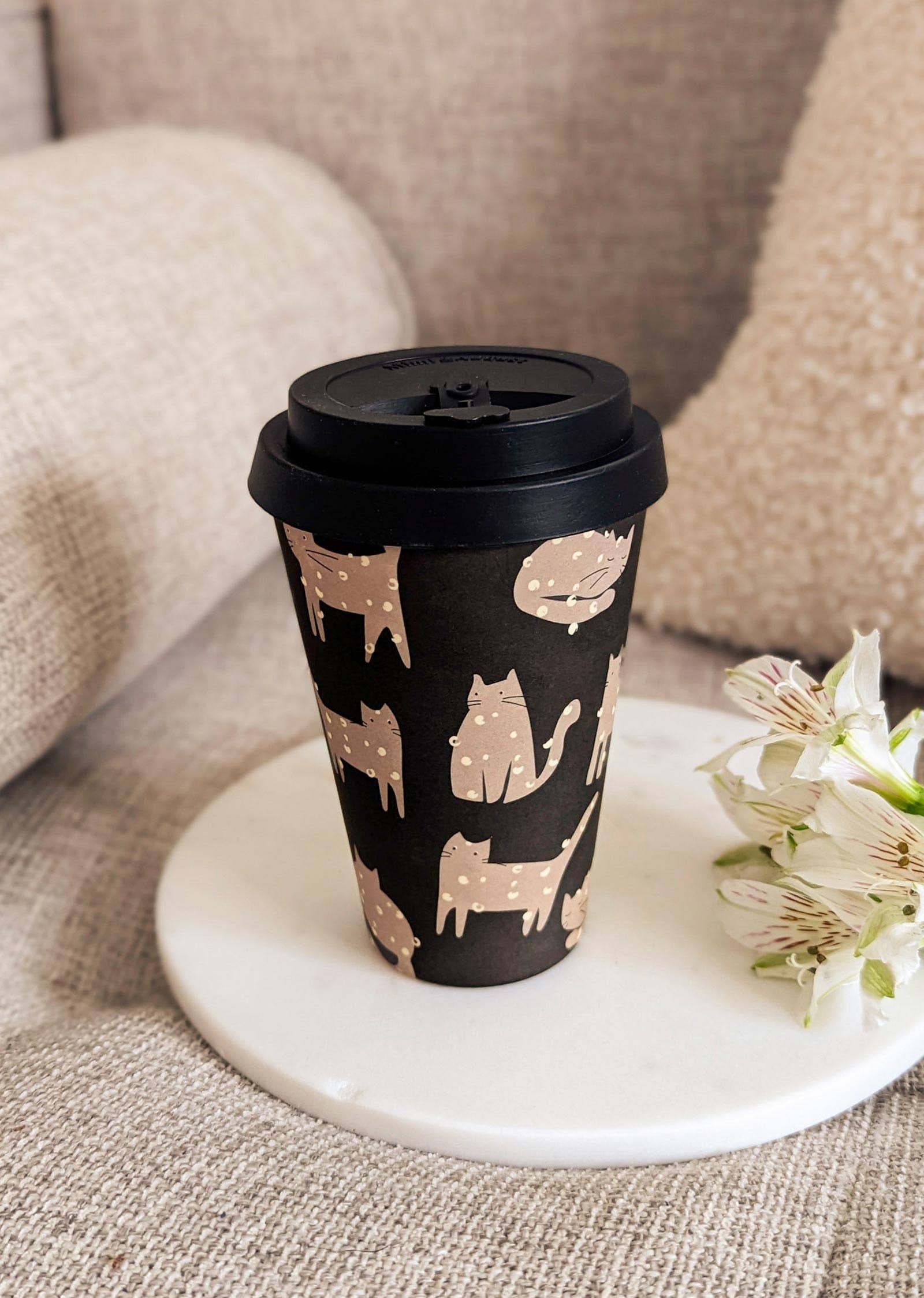 Les Chats Cafe Yo - Bamboo Reusable Cup - Gray